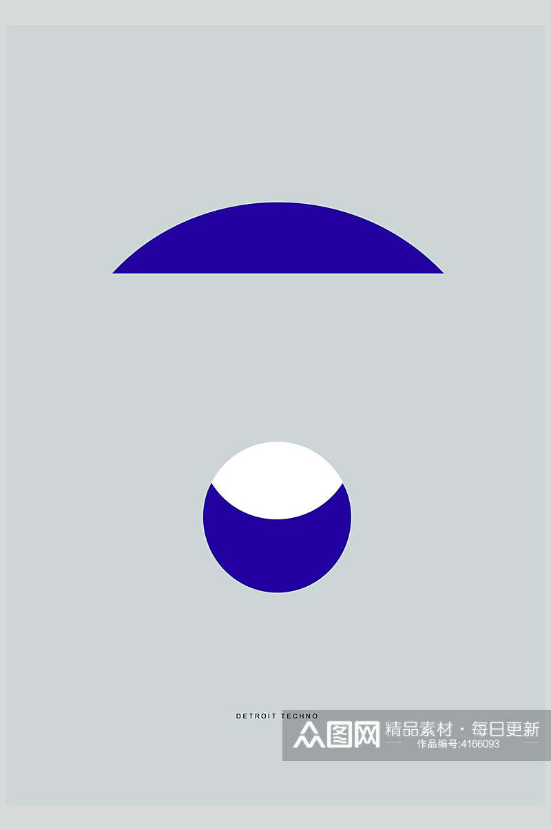 蓝色圆形高端手绘极简几何矢量素材素材