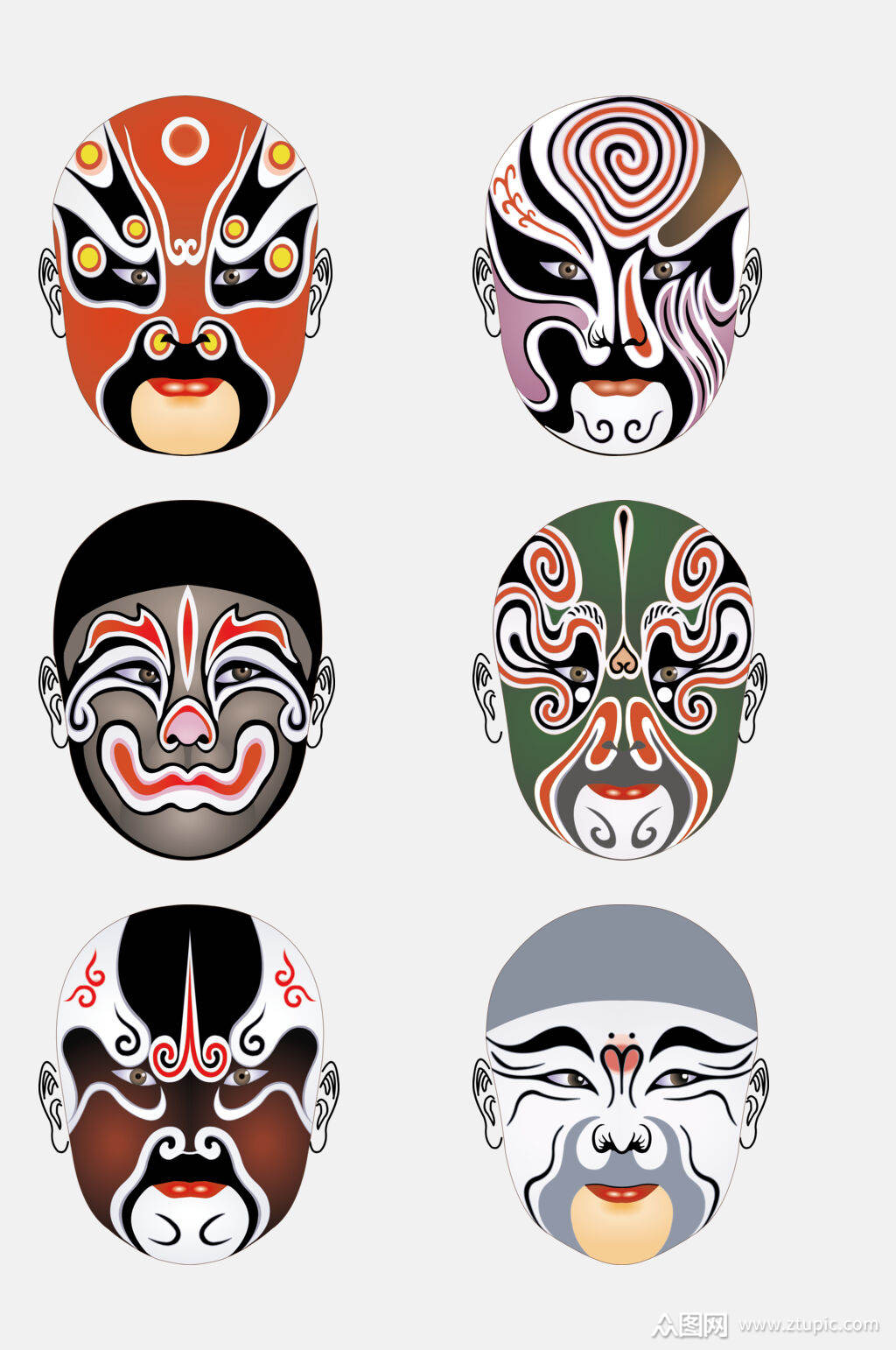 五官表情绿色戏曲脸谱免抠素材素材