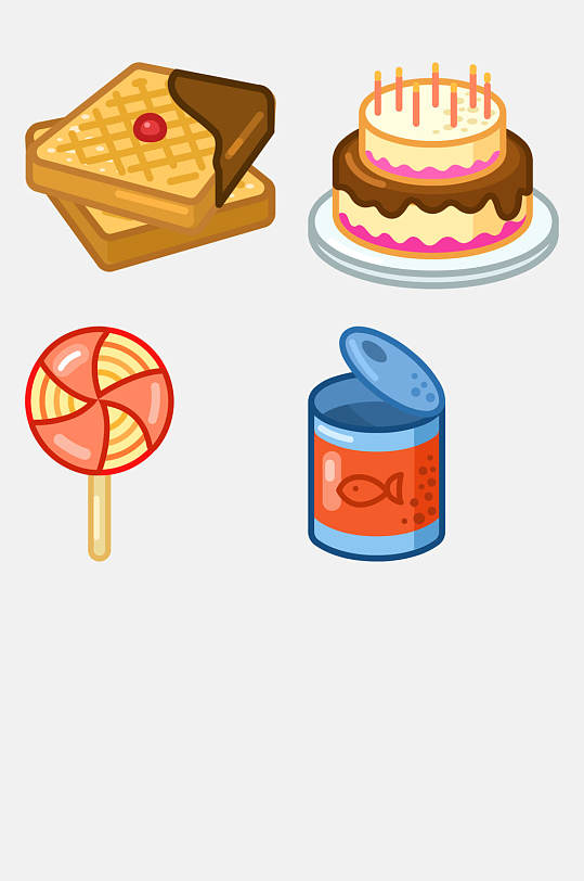 精美蛋糕卡通食物插画图标免抠素材