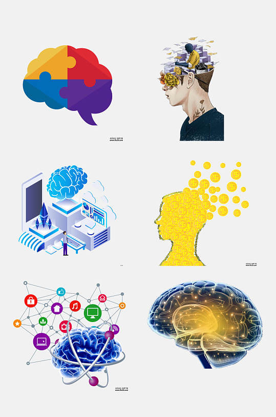 创意科技大脑卡通图案免抠素材