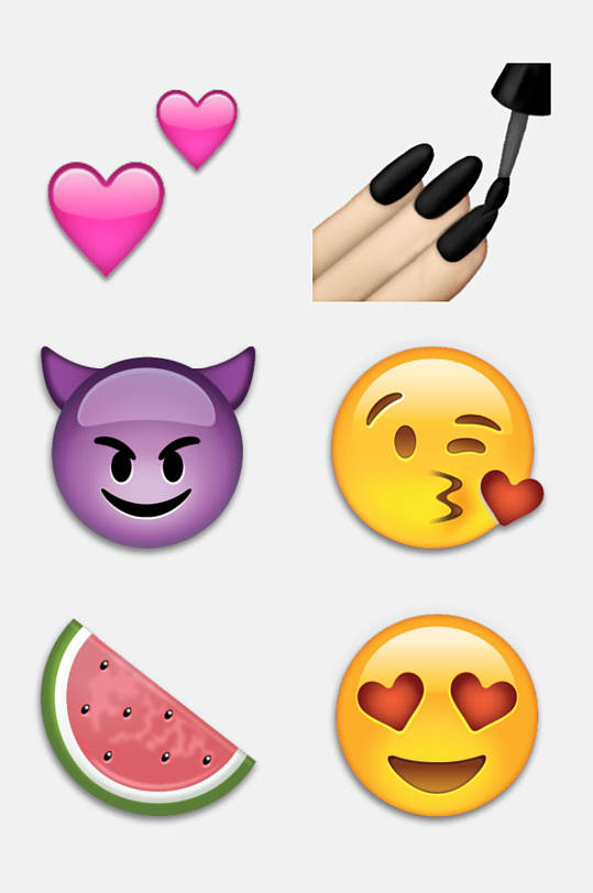 小恶魔亲亲西瓜美甲表情包免抠素材