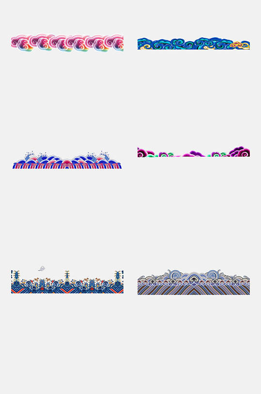 手绘古典祥云藏式民族图案免抠素材