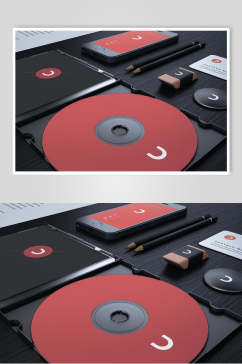 圆圈半圆形光碟黑色品牌VI样机