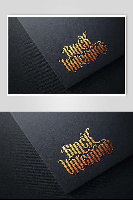 英文字母烫金黑色商务名片样机