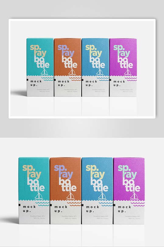 彩色英文包装纸盒展示样机