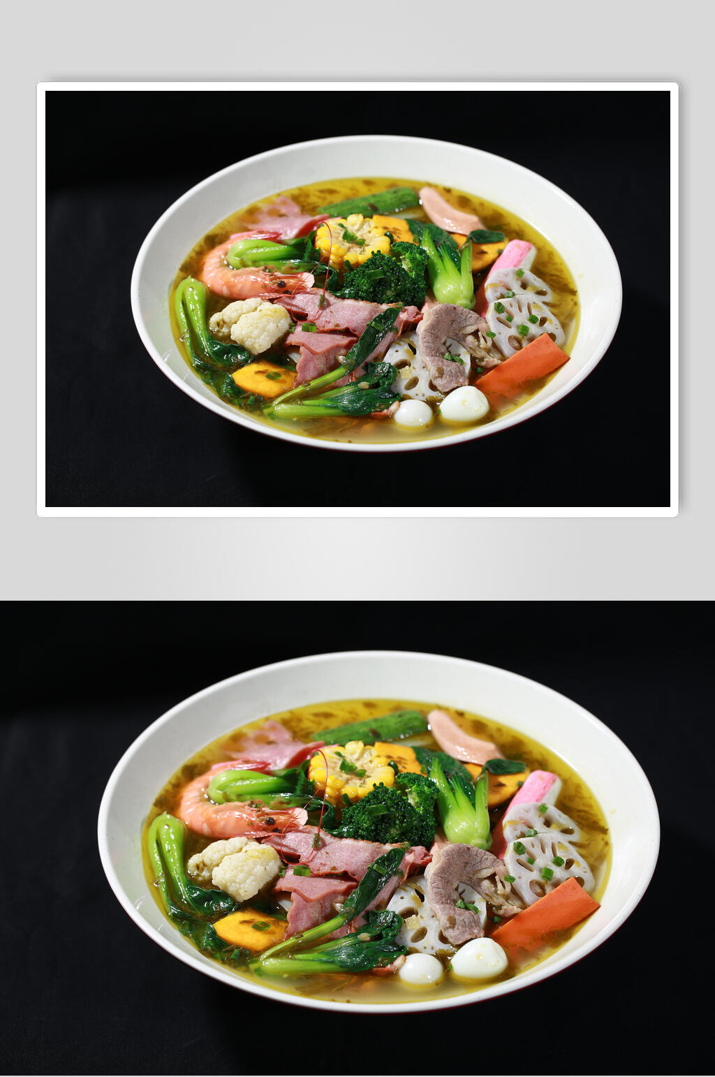 上海青藕片冒菜实拍美食图片素材