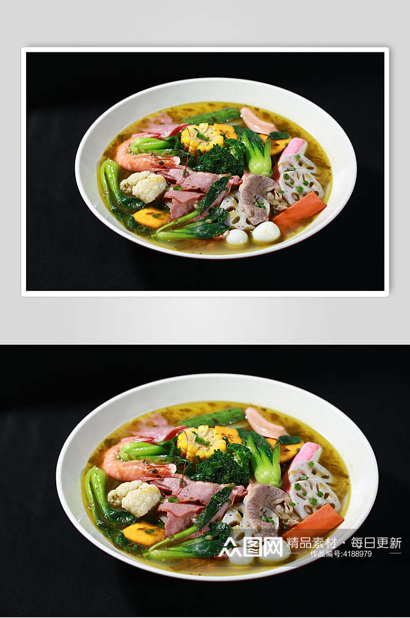 上海青藕片冒菜实拍美食图片素材