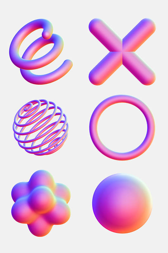 圆圈酸性渐变立体抽象图形免抠素材
