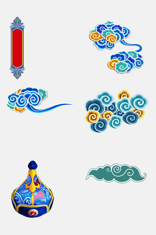 图案免抠素材时尚古典祥云藏式民族图案免抠素材少数民族花边花纹图案