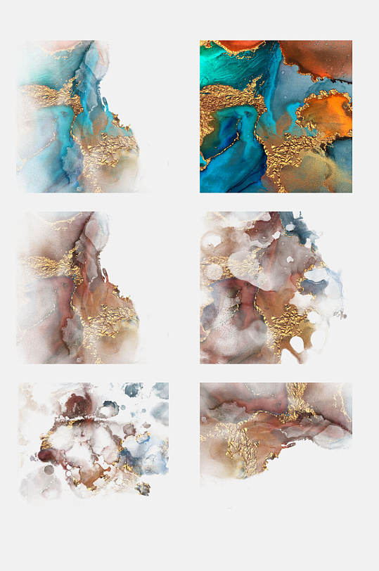 水墨画棕鎏金水彩背景免抠素材