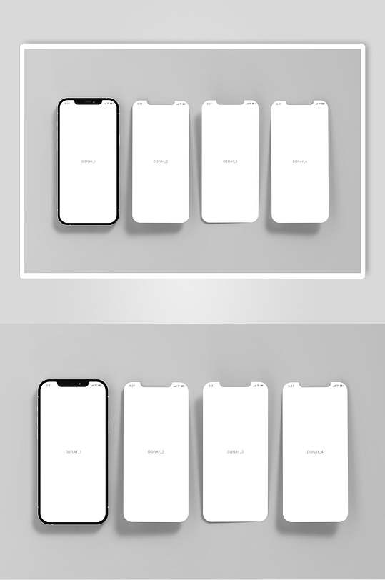 屏幕英文字母灰手机UI演示样机-众图网