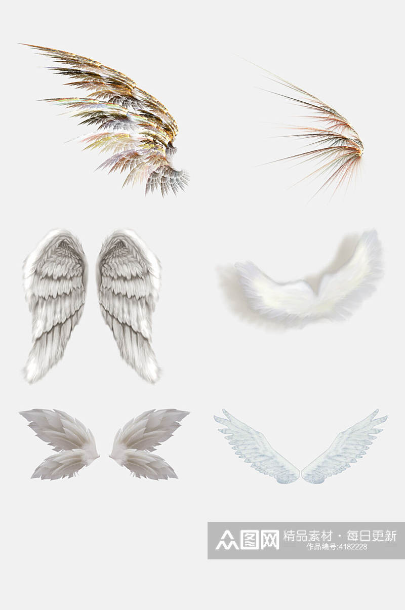 素雅高端创意天使翅膀羽毛免抠素材素材