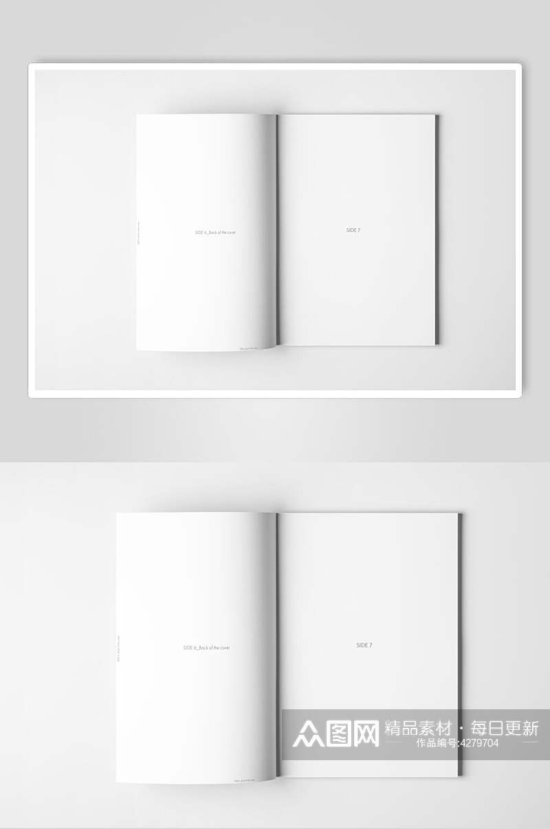 纸张二折页灰书本内页设计样机素材