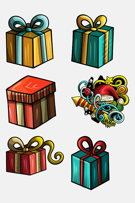 蝴蝶结礼盒新年设计免抠元素