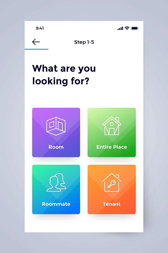 英文房子图标租房出租APP手机界面