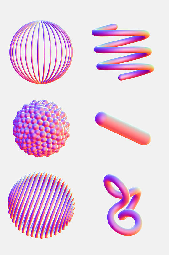 圆形酸性渐变立体抽象图形免抠素材