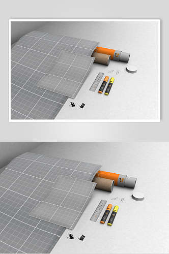 线条方格尺子滚筒灰色品牌VI样机
