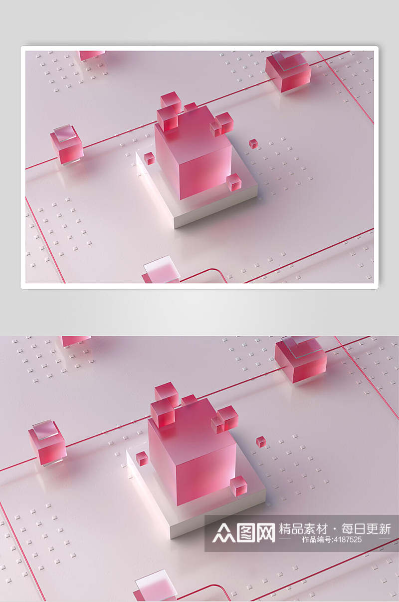 唯美粉色大气透明方块图片素材