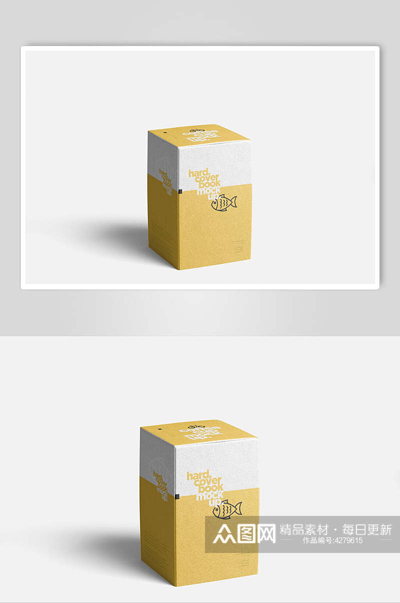 立体方形黄色包装纸盒展示样机素材