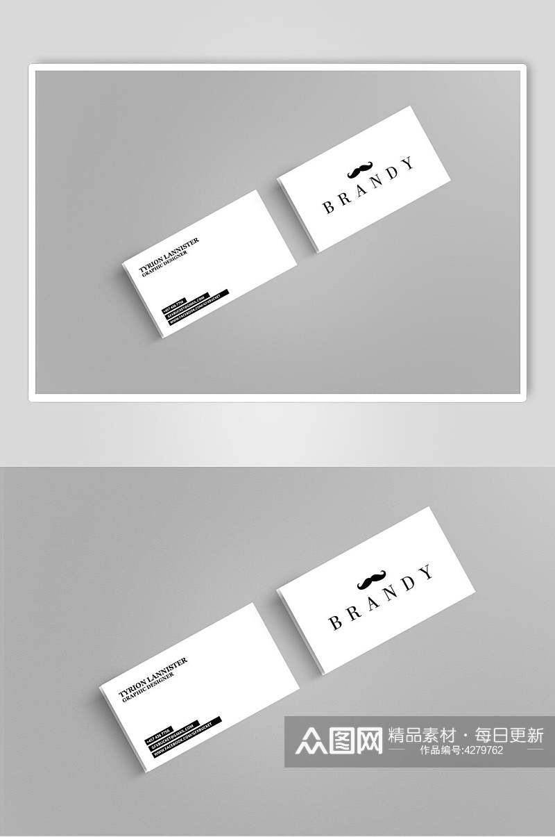 长方形卡纸阴影灰色品牌VI样机素材