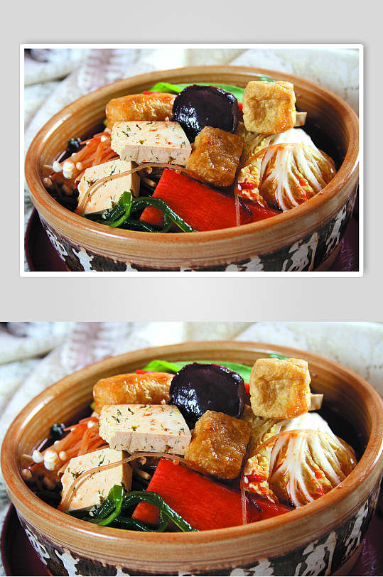 创意丸子小白菜冒菜实拍美食图片