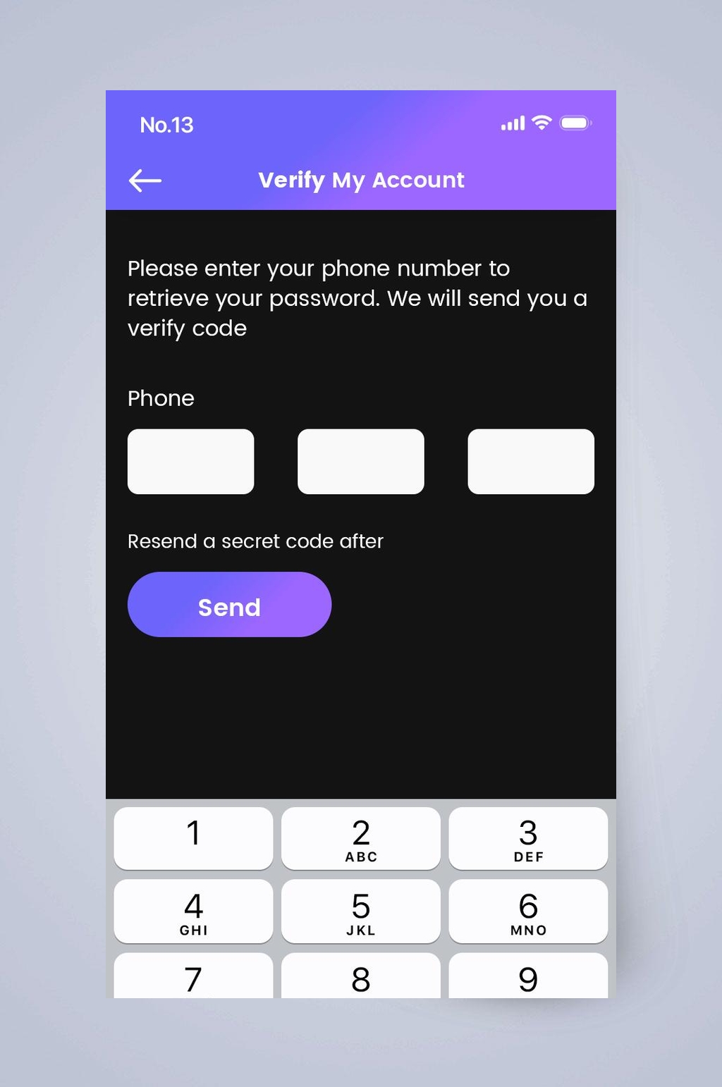 椭圆形英文音乐艺术APP手机界面素材