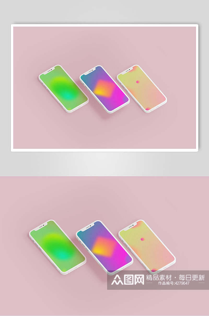 圆形边角粉色iphone十二pro样机素材