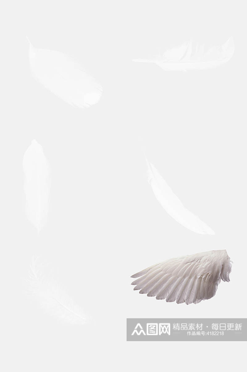 白色简约时尚天使翅膀羽毛免抠素材素材