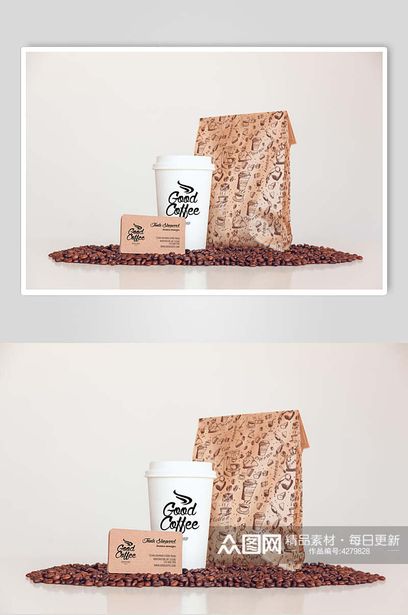 英文字母长方形棕咖啡品牌样机素材