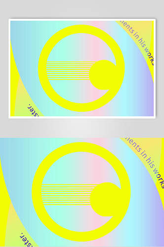 黄色圆形矢量艺术展览海报