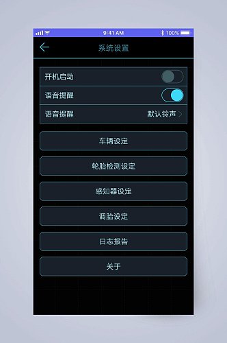 语音提醒胎压监测APP手机界面