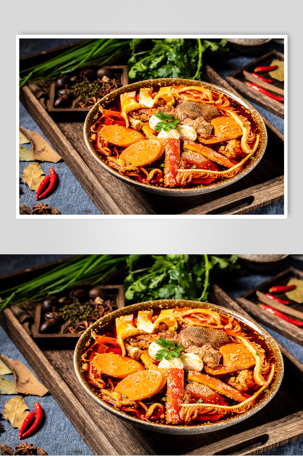 火腿香菜辣椒冒菜实拍美食图片素材