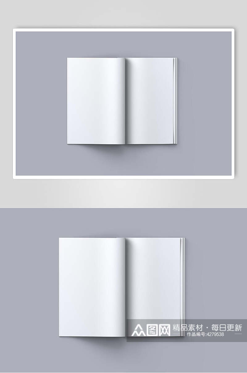 纸张二折页蓝灰背景品牌VI样机素材