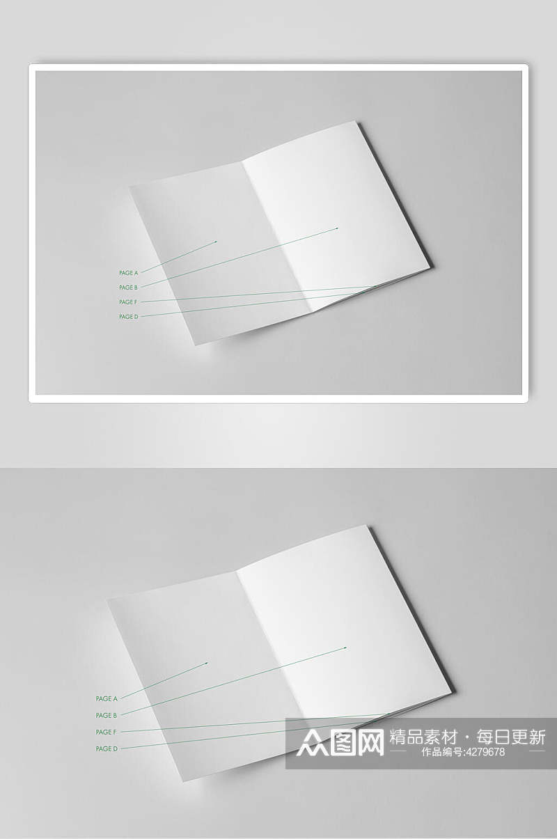 纸张二折页阴影宣传单折页样机素材