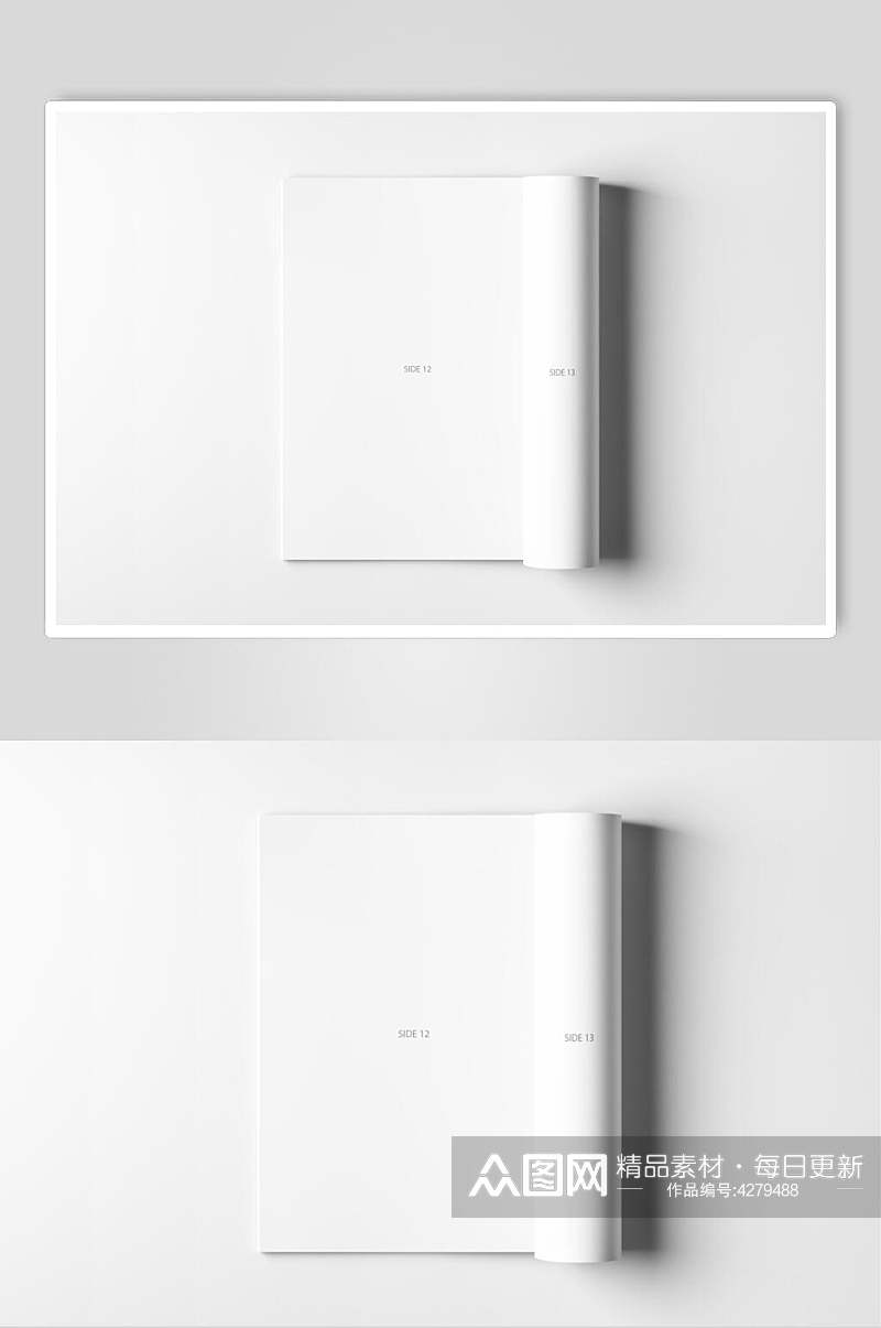 纸张阴影灰色书本内页设计样机素材