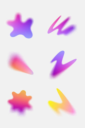紫黄清新超现实主义几何形状免抠素材