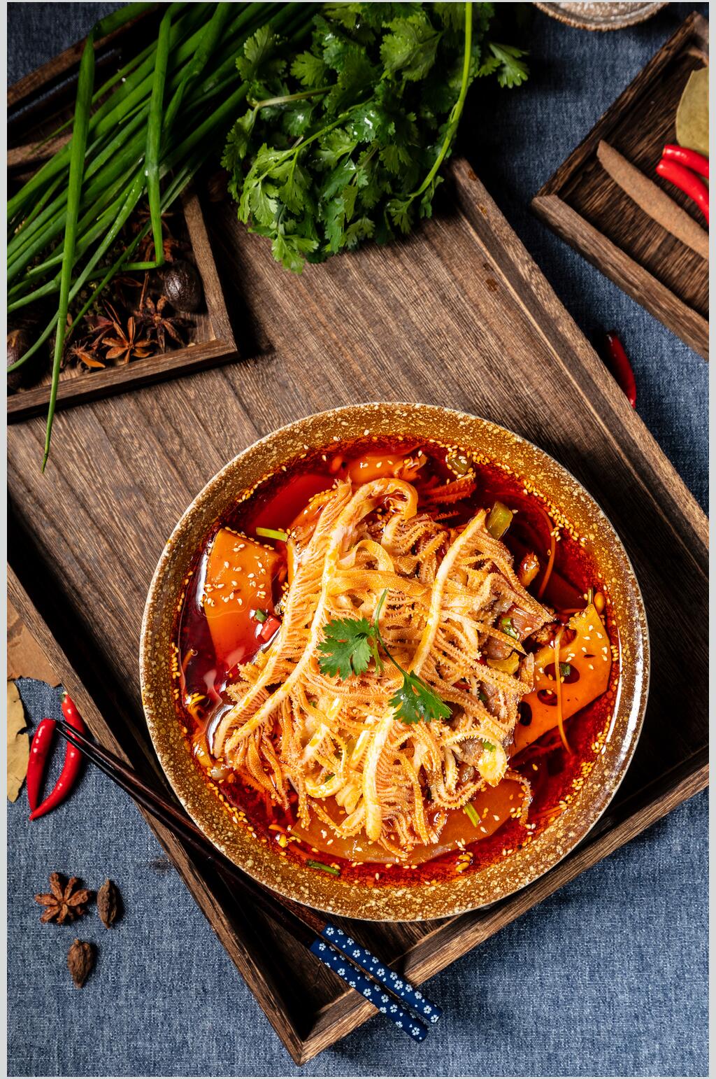 創(chuàng)意牛百葉冒菜實拍美食圖片素材