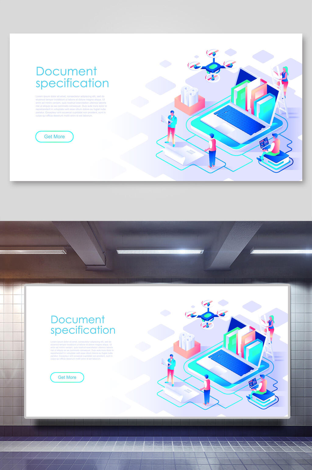 卡通二点五D科技概念矢量插画素材