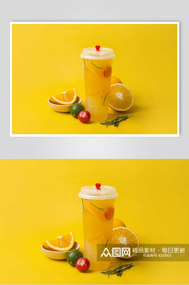 黄色奶茶果汁甜品摄影图片素材