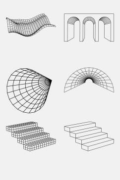 创意楼梯几何网格透视空间免抠素材
