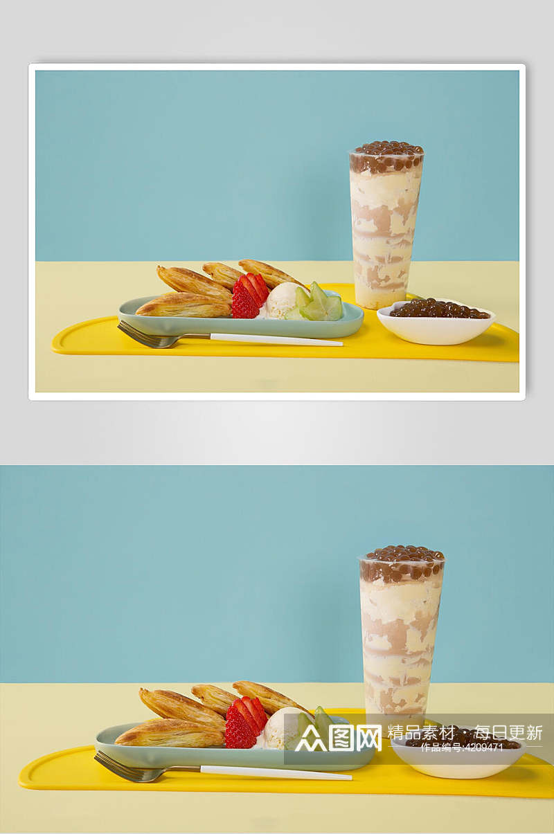 香蕉草莓奶茶果汁甜品图片素材