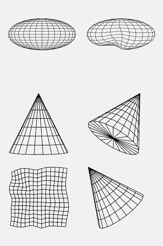 大气圆锥几何网格透视空间免抠素材