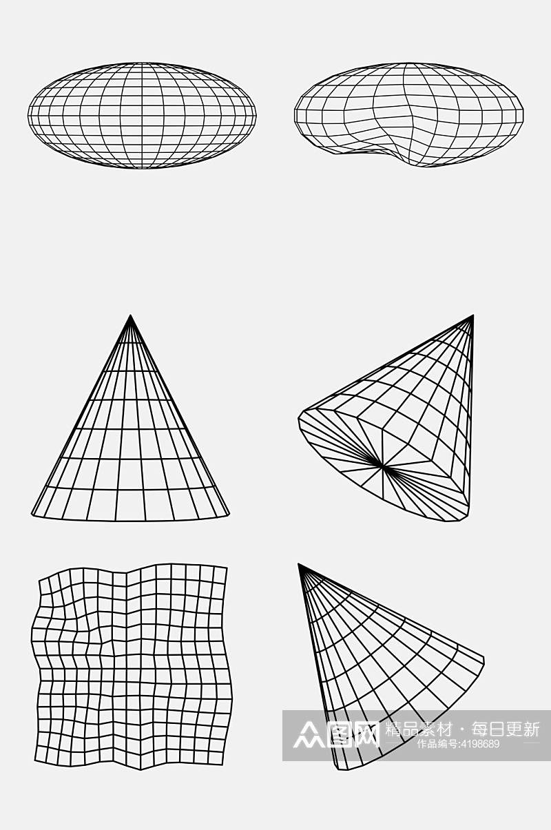 大气圆锥几何网格透视空间免抠素材素材