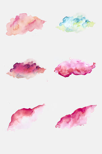 云朵涂鸦抽象水彩免抠素材