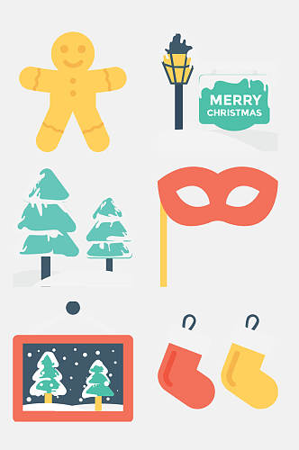 创意圣诞树袜子圣诞节卡通图标免抠素材