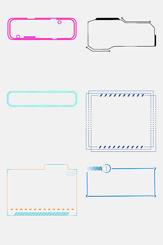 手绘方形科技感边框免抠素材