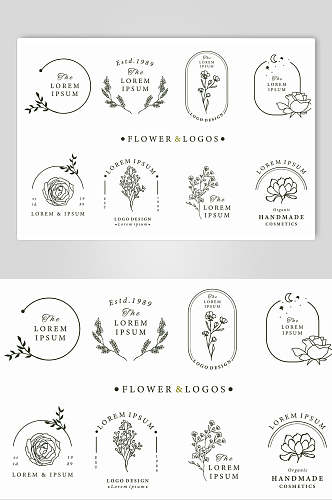 简约唯美花朵叶子创意logo设计素材