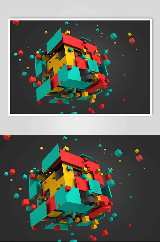 彩色魔方几何立体图片