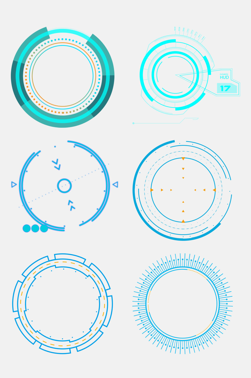 简约圆形科技科幻边框免抠素材