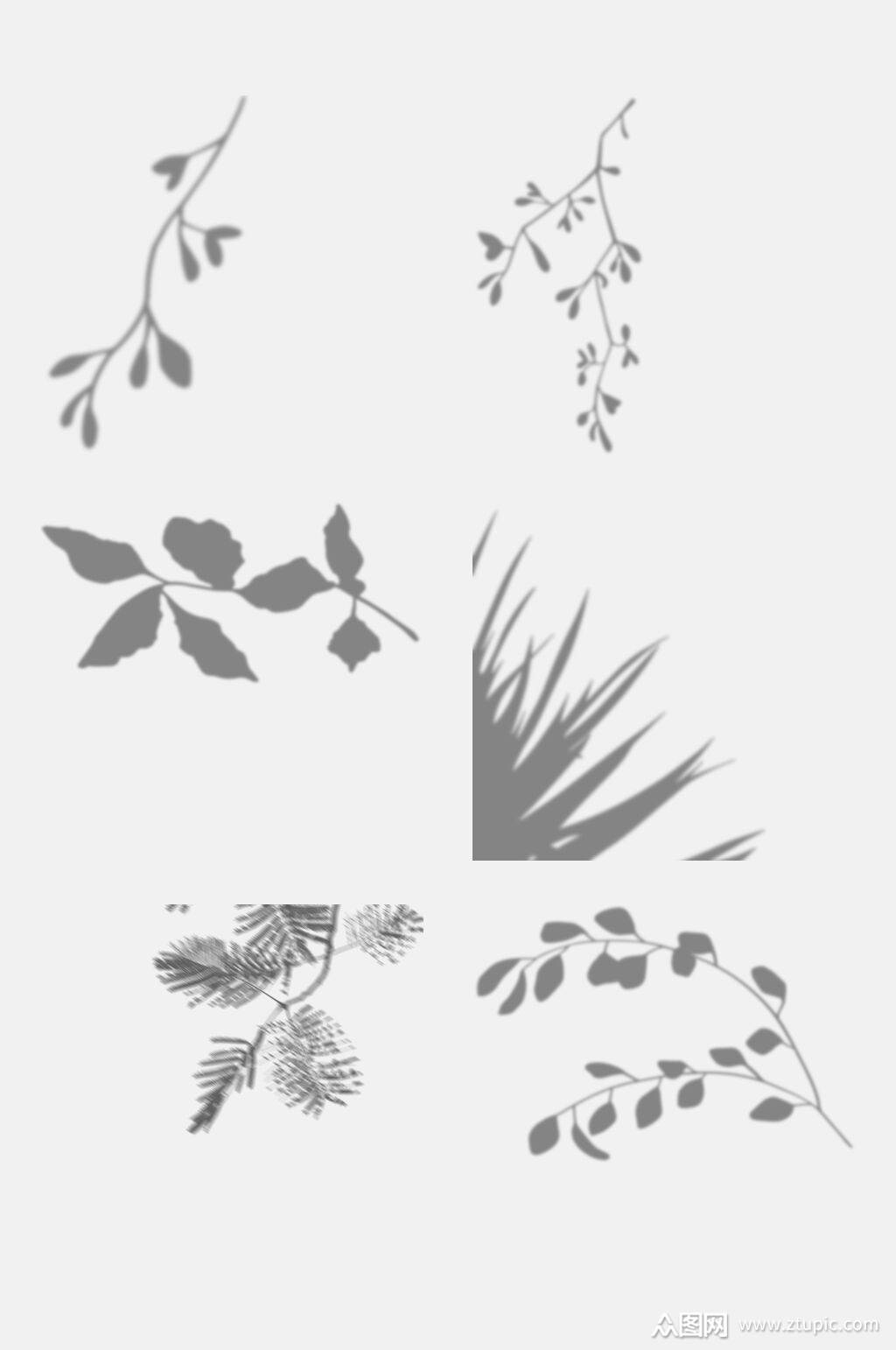 小叶子树枝阴影免抠素材素材